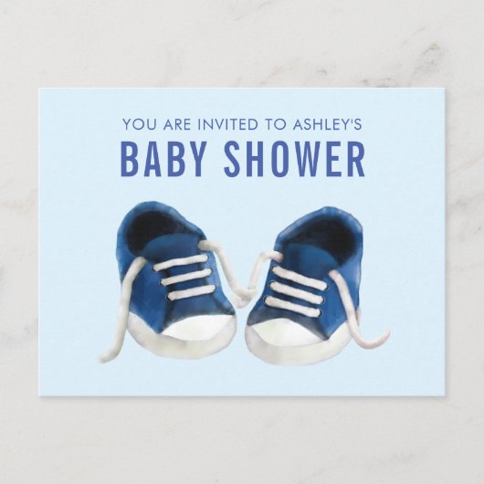 Blue Sneakers Baby shower Invitation Briefkaart (Voorkant)
