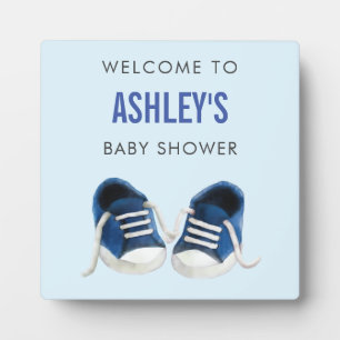 Blue Sneakers Baby shower Welcome Sign Plaque Fotoplaat