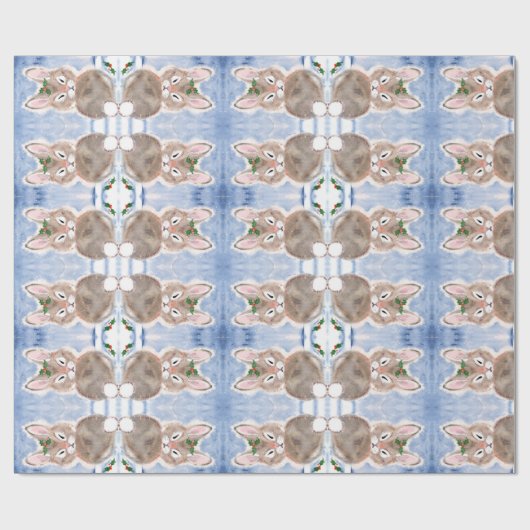 Blue Snow Bunny Rabbit kerstcadeautje Cadeaupapier (Vlak)