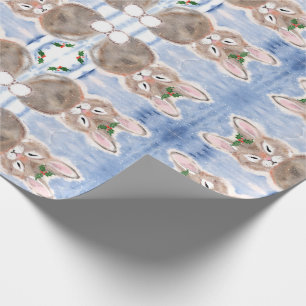 Blue Snow Bunny Rabbit kerstcadeautje Cadeaupapier