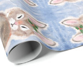 Blue Snow Bunny Rabbit kerstcadeautje Cadeaupapier (Rol Hoek)