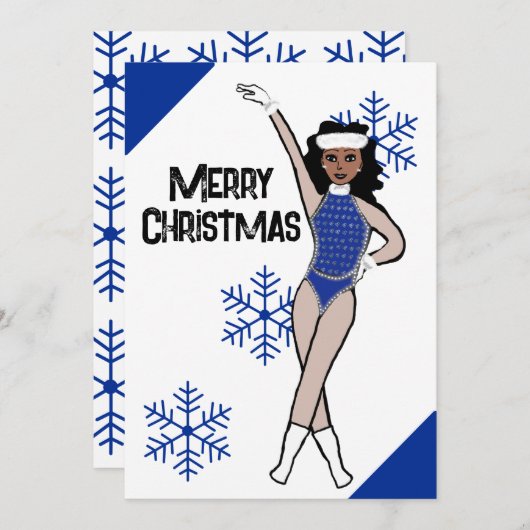Blue Snow Dancer Holiday Card B Feestdagenkaart (Voorkant / Achterkant)