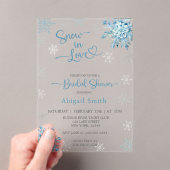 BLUE SNOW IN LOVE VRIJGEZELLENFEEST ACRYL UITNODIGINGEN (Insitu (Draagbaar))