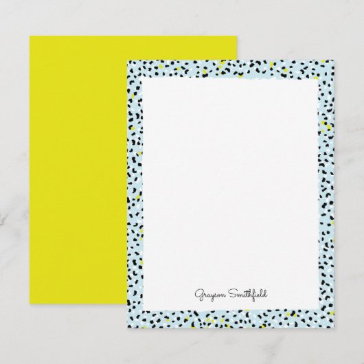 Blue Snow Leopard Print Persoonlijke briefpapier K Kaart (Voorkant / Achterkant)