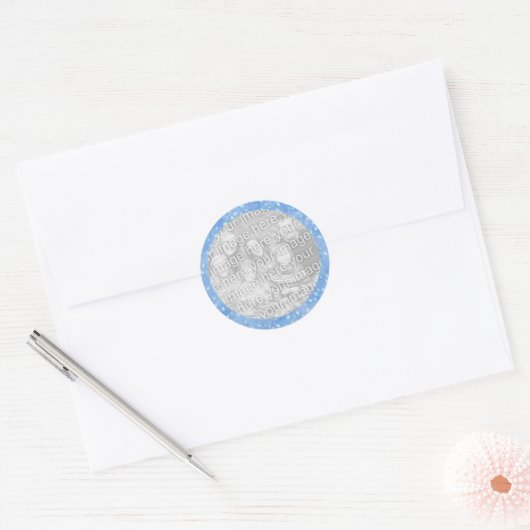 Blue Snow Photo Sticker Sjabloon (Envelop)