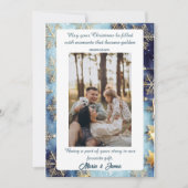 Blue Snow Plaid Portrait Photo Christmas Holiday Feestdagenkaart (Voorkant)