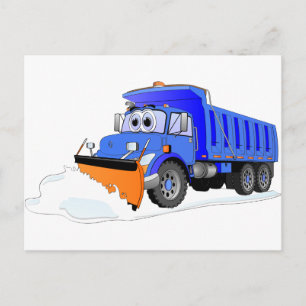 Blue Snow Plow Cartoon Dump Truck Briefkaart