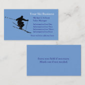 Blue Snow Skier Logo Business Sjabloon Visitekaartje (Voorkant / Achterkant)