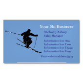 Blue Snow Skier Logo Visitekaartje Magneet (Voorkant)