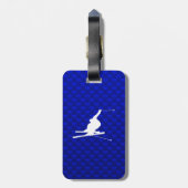 Blue Snow Skiing Bagagelabel (Achterkant verticaal)