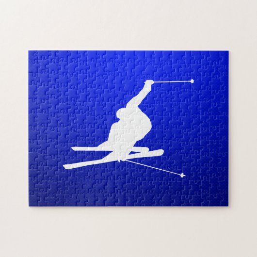 Blue Snow Skiing Legpuzzel (Horizontaal)