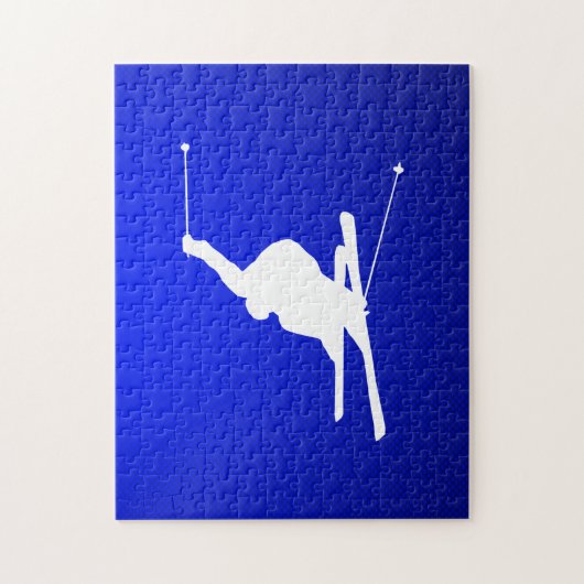 Blue Snow Skiing Legpuzzel (Verticaal)