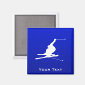 Blue Snow Skiing Magneet (Voorkant / Achterkant)