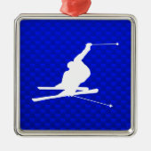 Blue Snow Skiing Metalen Ornament (Voorkant)