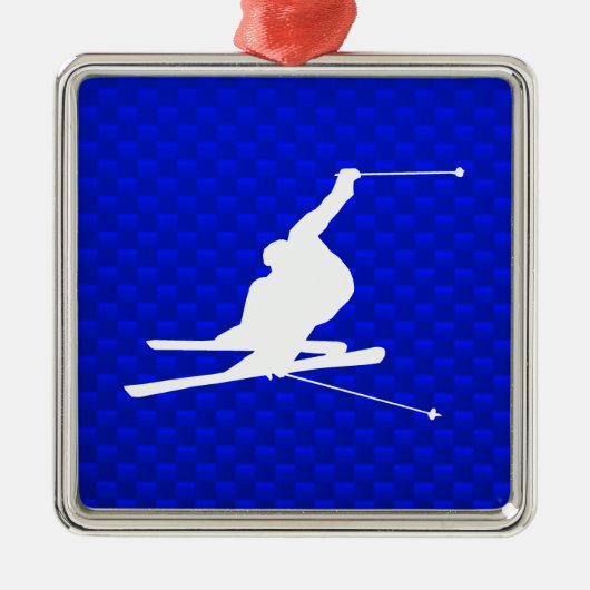 Blue Snow Skiing Metalen Ornament (Voorkant)