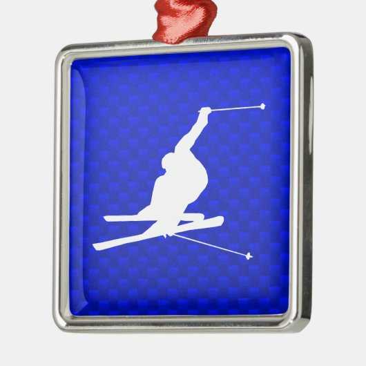 Blue Snow Skiing Metalen Ornament (Links)