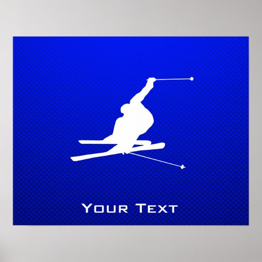 Blue Snow Skiing Poster (Voorkant)