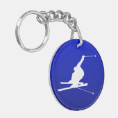 Blue Snow Skiing Sleutelhanger (Voorkant Links)