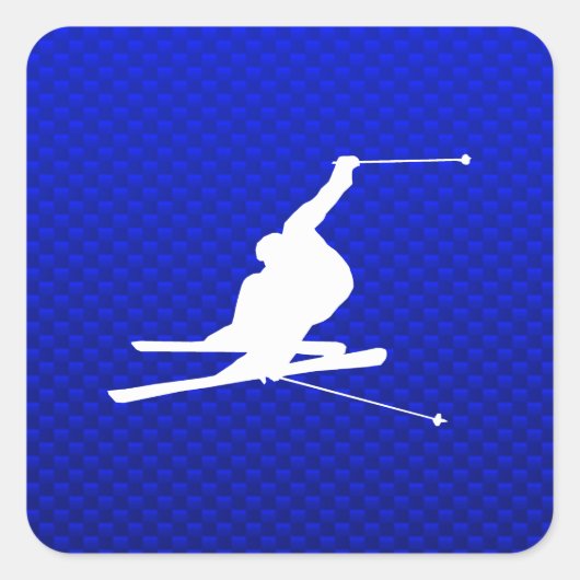 Blue Snow Skiing Vierkante Sticker (Voorkant)