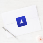Blue Snow Skiing Vierkante Sticker (Envelop)