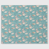 Blue Snow Sparrow Watercolor Hand-painted Cadeaupapier (Vlak)