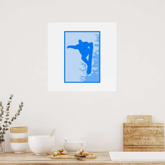 Blue Snowboard Logo Poster (Keuken)