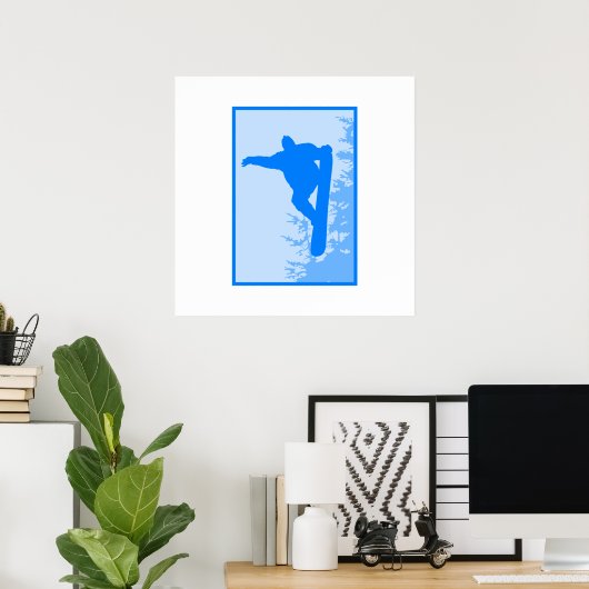 Blue Snowboard Logo Poster (Thuiskantoor)