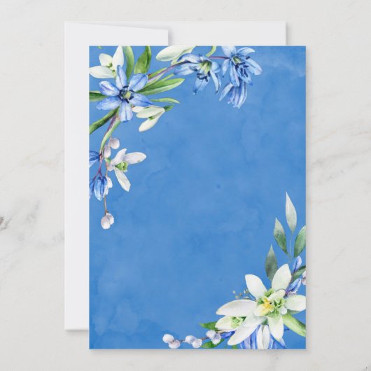 Blue Snowdrops Scilla Spring Floral Wedding Kaart (Achterkant)