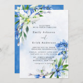 Blue Snowdrops Scilla Spring Floral Wedding Kaart (Voorkant / Achterkant)