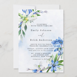 Blue Snowdrops Scilla Spring Floral Wedding Kaart