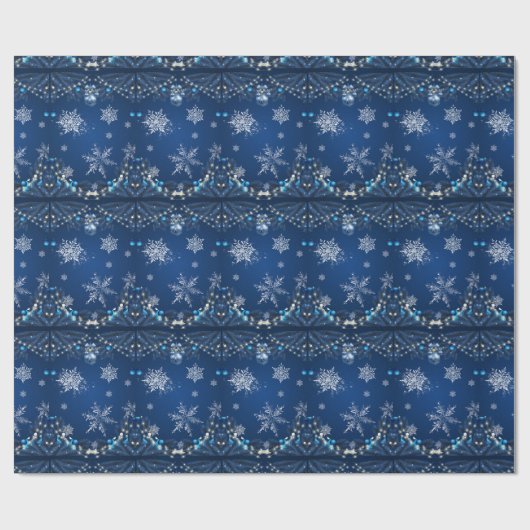 Blue Snowfall Christmas Wrap Cadeaupapier (Vlak)
