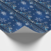 Blue Snowfall Christmas Wrap Cadeaupapier (Hoek)