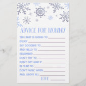 Blue Snowflake Advice Baby shower Game Activity Briefpapier (Voorkant)