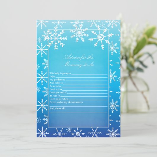 Blue Snowflake advies voor mammie Baby shower Game Kaart (Staand voorkant)