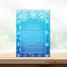 Blue Snowflake advies voor mammie Baby shower Game Kaart