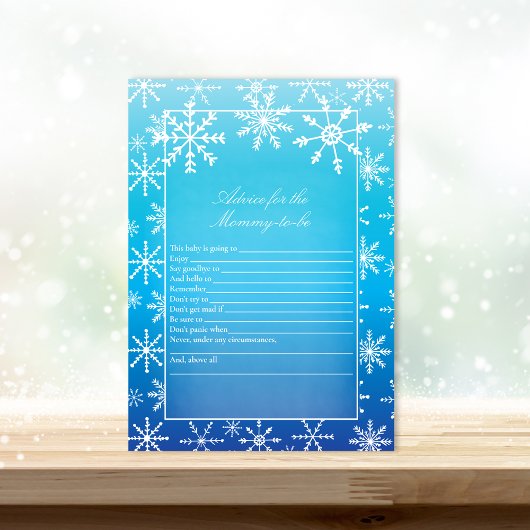 Blue Snowflake advies voor mammie Baby shower Game Kaart