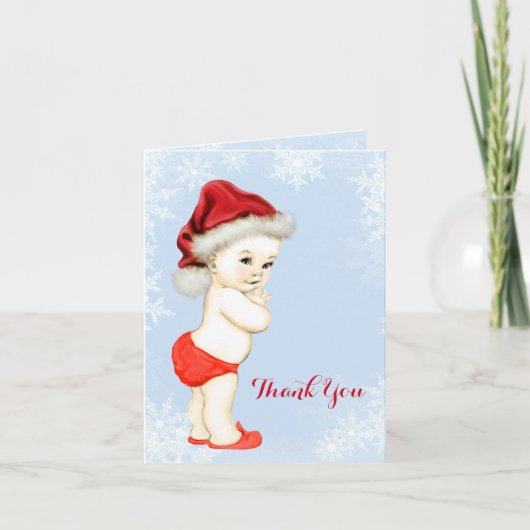 Blue Snowflake Baby Boy Shower Dank u Bedankkaart (Voorkant)