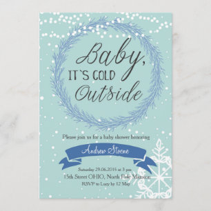 Blue Snowflake Baby Het is koud buiten Uitnodiging
