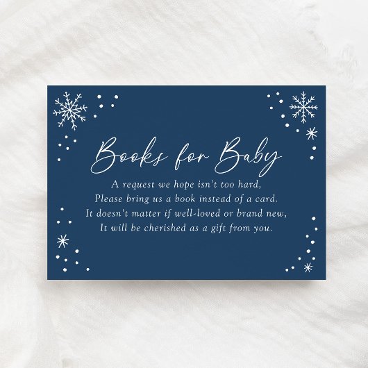 Blue Snowflake Baby shower Boeken voor Baby Informatiekaartje