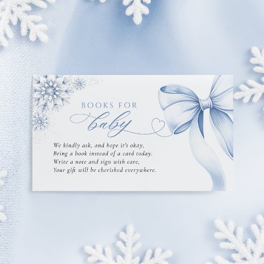 Blue Snowflake Baby Shower Books for Baby Informatiekaartje