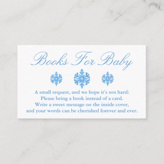 Blue Snowflake Baby shower Books for Baby Kaart (Voorkant)