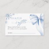 Blue Snowflake Baby Shower Diaper Raffle Informatiekaartje (Voorkant)