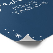 Blue Snowflake Baby shower Favors Sign Poster (Hoek)