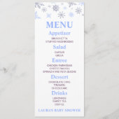 Blue Snowflake Baby shower Food Menu (Voorkant)