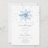 Blue Snowflake Baby shower Invitation Bedankkaart (Voorkant)