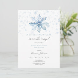 Blue Snowflake Baby shower Invitation Bedankkaart