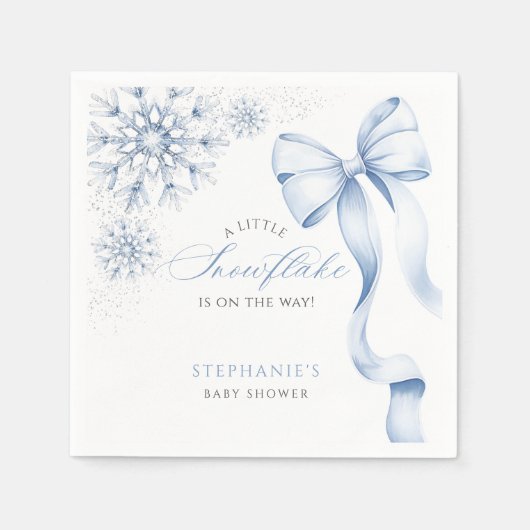 Blue Snowflake Baby shower servetten (Voorkant)