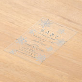 Blue Snowflake Baby zijn koude buiten Baby shower Acryl Uitnodigingen (Laagn)