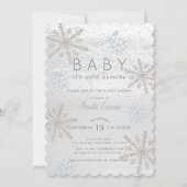 Blue Snowflake Baby zijn koude buiten Baby shower Kaart (Voorkant)