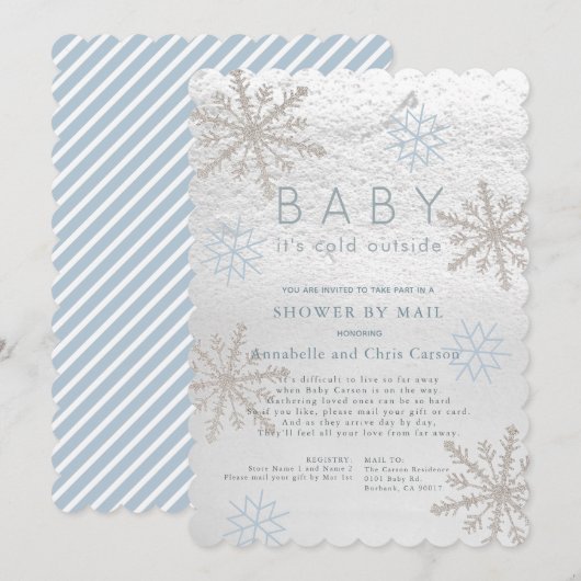 Blue Snowflake Baby zijn koude douche per post Kaart (Voorkant / Achterkant)